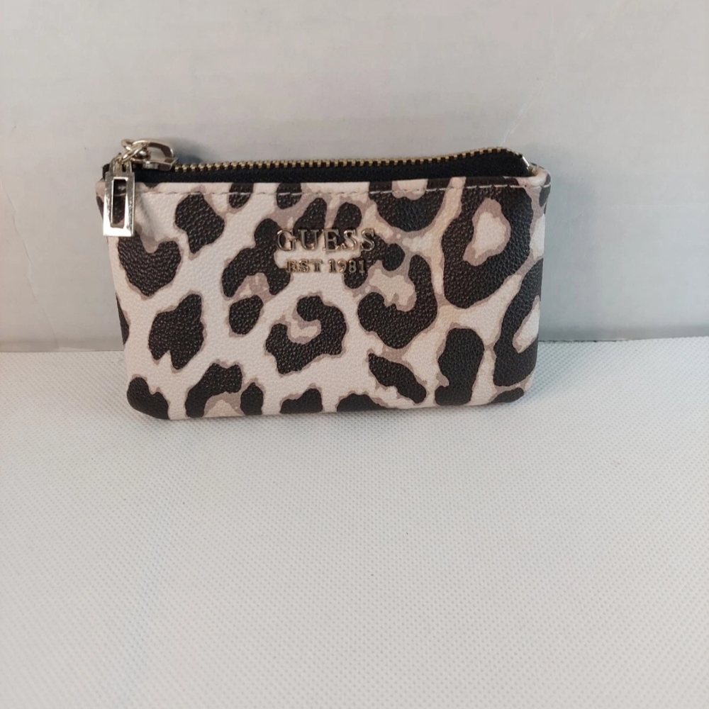 Guess EST 1981 Small Leopard Zip White, Black and Grey Wallet